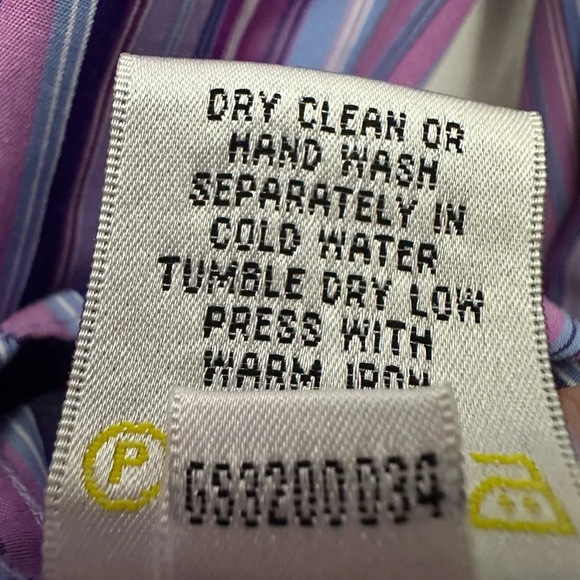 Bugatchi Uomo Men’s Long Sleeve Flip Cuff Purple Striped Button Up Shirt Size XL - Picture 6 of 6